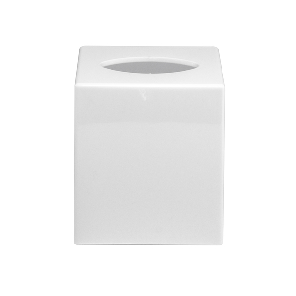 Hapco-Elmar Lacquerware Boutique Tissue Box Cover, White, 12PK 7992WHT